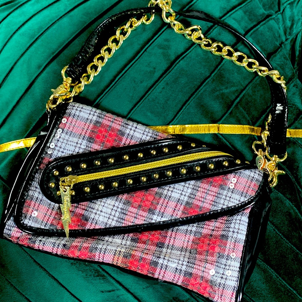 Betsy Johnson RARE small handbag with black and gold straps